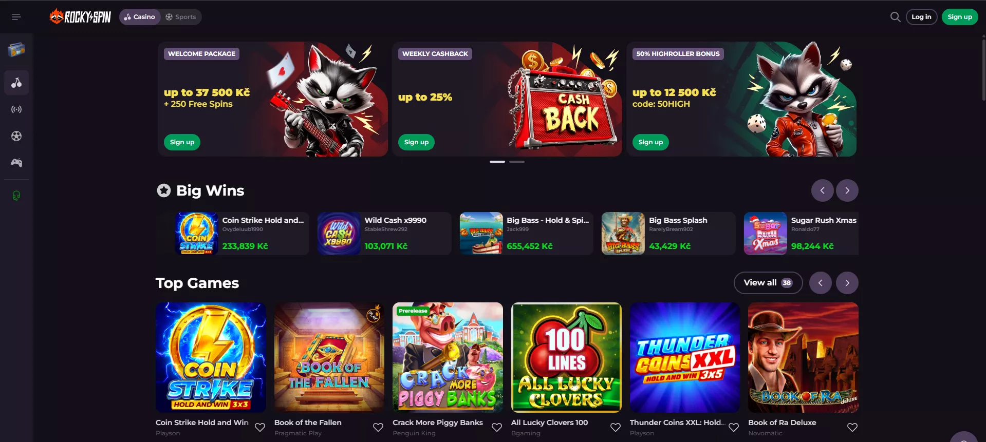 RockySpin izplačila