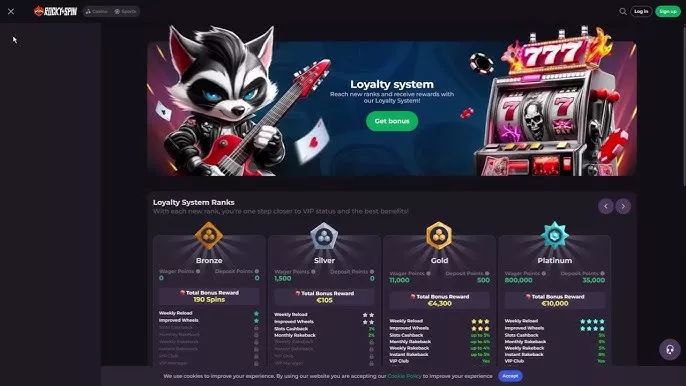RockySpin bónuszok